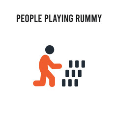 People playing Rummy vector icon on white background. Red and black colored People playing Rummy icon. Simple element illustration sign symbol EPS