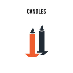 Candles vector icon on white background. Red and black colored Candles icon. Simple element illustration sign symbol EPS