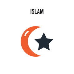 Islam vector icon on white background. Red and black colored Islam icon. Simple element illustration sign symbol EPS