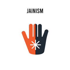 Jainism vector icon on white background. Red and black colored Jainism icon. Simple element illustration sign symbol EPS