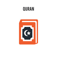 Quran vector icon on white background. Red and black colored Quran icon. Simple element illustration sign symbol EPS