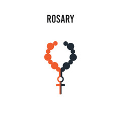 Rosary vector icon on white background. Red and black colored Rosary icon. Simple element illustration sign symbol EPS