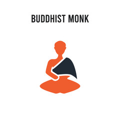 Buddhist monk vector icon on white background. Red and black colored Buddhist monk icon. Simple element illustration sign symbol EPS