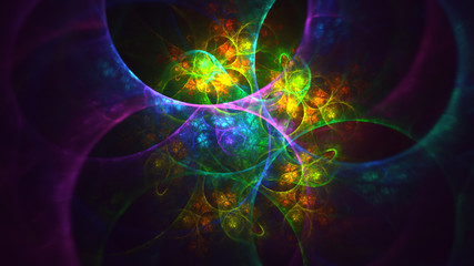 3D rendering abstract colorful fractal light background