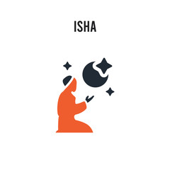 Isha vector icon on white background. Red and black colored Isha icon. Simple element illustration sign symbol EPS