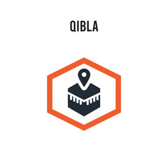 Qibla vector icon on white background. Red and black colored Qibla icon. Simple element illustration sign symbol EPS