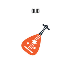 Oud vector icon on white background. Red and black colored Oud icon. Simple element illustration sign symbol EPS