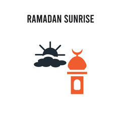 Ramadan Sunrise vector icon on white background. Red and black colored Ramadan Sunrise icon. Simple element illustration sign symbol EPS