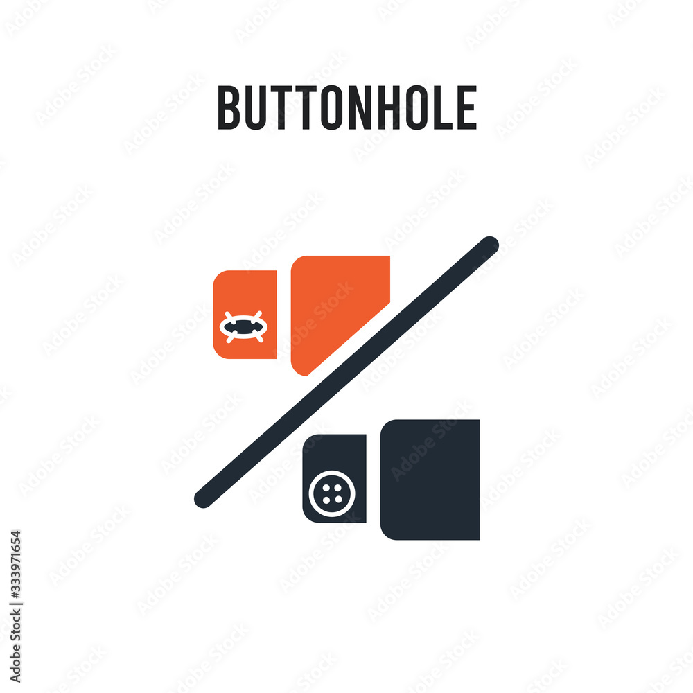Poster buttonhole vector icon on white background. red and black colored buttonhole icon. simple element il