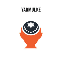 Yarmulke vector icon on white background. Red and black colored Yarmulke icon. Simple element illustration sign symbol EPS