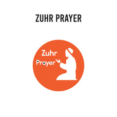Zuhr Prayer vector icon on white background. Red and black colored Zuhr Prayer icon. Simple element illustration sign symbol EPS