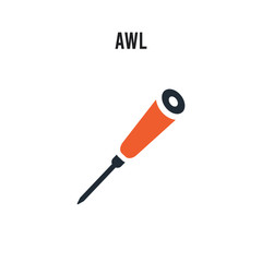 awl vector icon on white background. Red and black colored awl icon. Simple element illustration sign symbol EPS