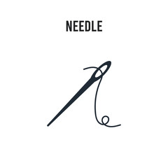 Needle vector icon on white background. Red and black colored Needle icon. Simple element illustration sign symbol EPS