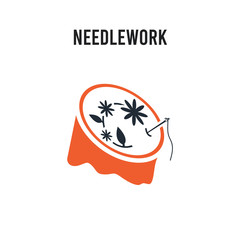 Needlework vector icon on white background. Red and black colored Needlework icon. Simple element illustration sign symbol EPS