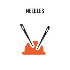 Needles vector icon on white background. Red and black colored Needles icon. Simple element illustration sign symbol EPS