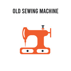 Old sewing machine vector icon on white background. Red and black colored Old sewing machine icon. Simple element illustration sign symbol EPS