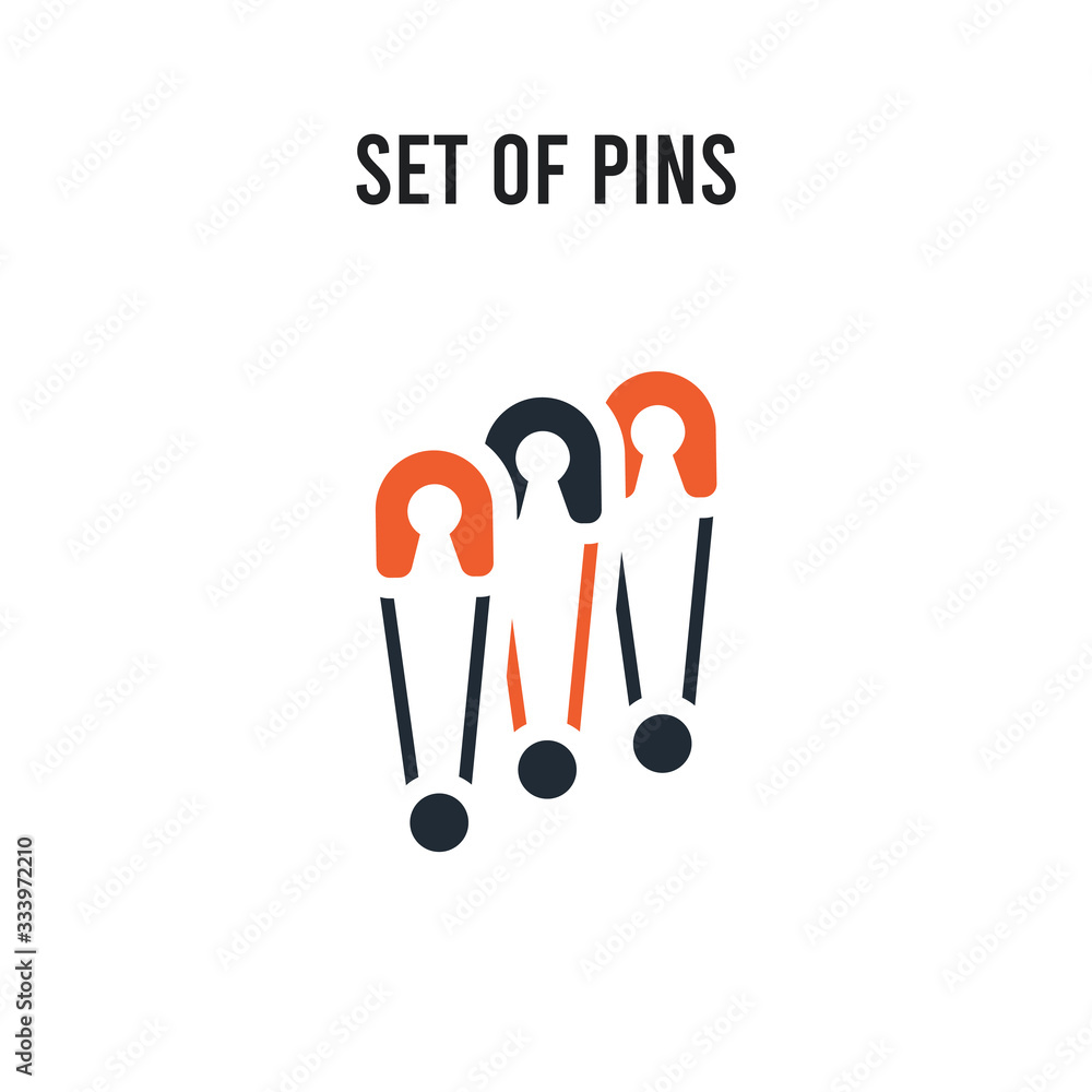 Poster set of pins vector icon on white background. red and black colored set of pins icon. simple element 