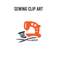 sewing clip art vector icon on white background. Red and black colored sewing clip art icon. Simple element illustration sign symbol EPS