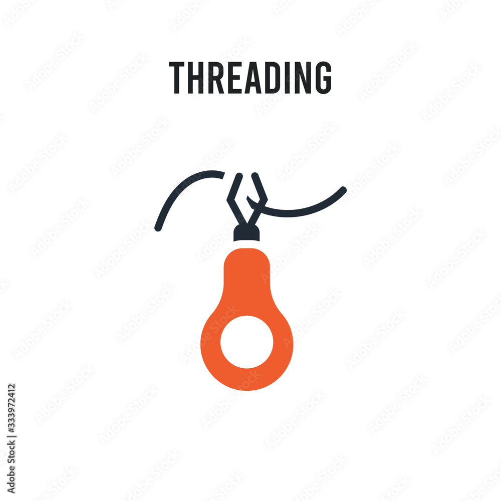 Poster threading vector icon on white background. red and black colored threading icon. simple element illu