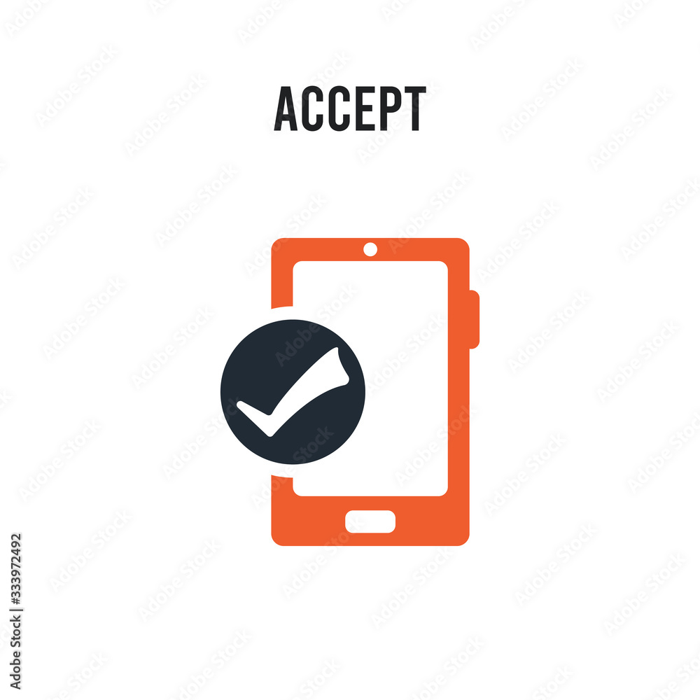 Poster mobile accept vector icon on white background. red and black colored accept icon. simple element ill
