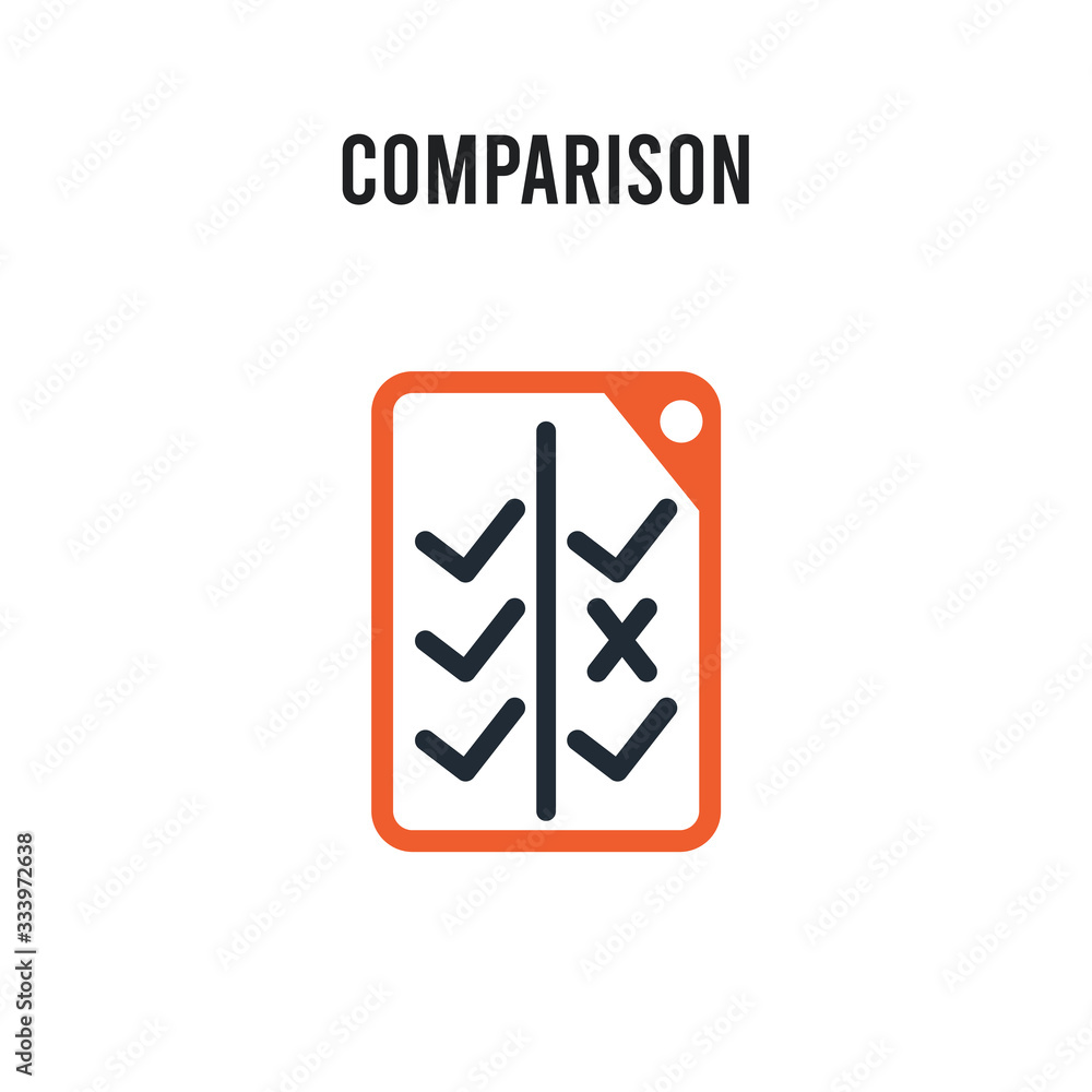 Poster comparison vector icon on white background. red and black colored comparison icon. simple element il