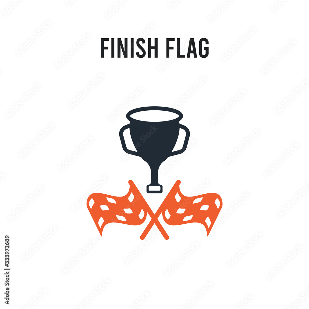 Poster finish flag vector icon on white background. red and black colored finish flag icon. simple element 