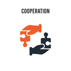 Cooperation vector icon on white background. Red and black colored Cooperation icon. Simple element illustration sign symbol EPS