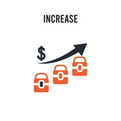 Increase vector icon on white background. Red and black colored Increase icon. Simple element illustration sign symbol EPS