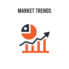 Market trends vector icon on white background. Red and black colored Market trends icon. Simple element illustration sign symbol EPS