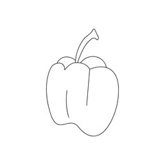Hand drawn sweet pepper, paprika. Doodle vector illustration for vegan poster, banner, recipe, culinary design, menu. Isolated on white background