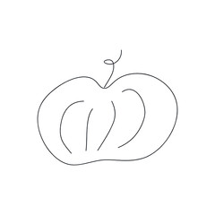 Cute doodle pumpkin. Hand drawn vector illustration for poster, banner, card, recipe, culinary design. Isolated on white background.