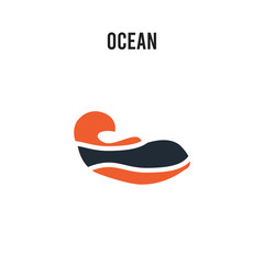 Ocean vector icon on white background. Red and black colored Ocean icon. Simple element illustration sign symbol EPS