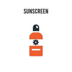 Sunscreen vector icon on white background. Red and black colored Sunscreen icon. Simple element illustration sign symbol EPS