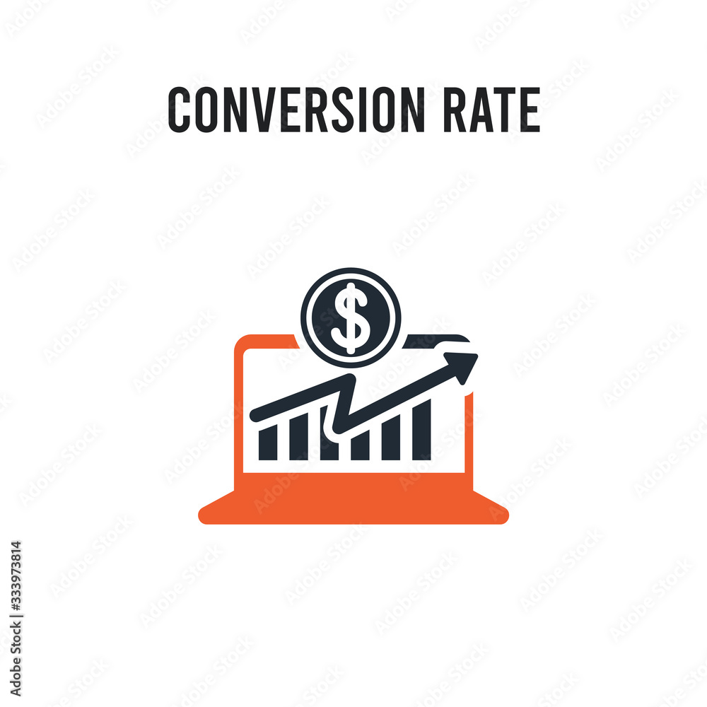 Poster conversion rate optimization vector icon on white background. red and black colored conversion rate 