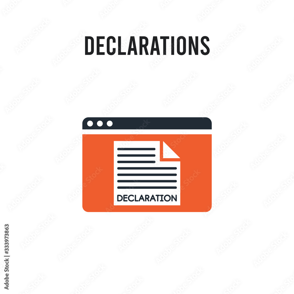Poster declarations vector icon on white background. red and black colored declarations icon. simple elemen