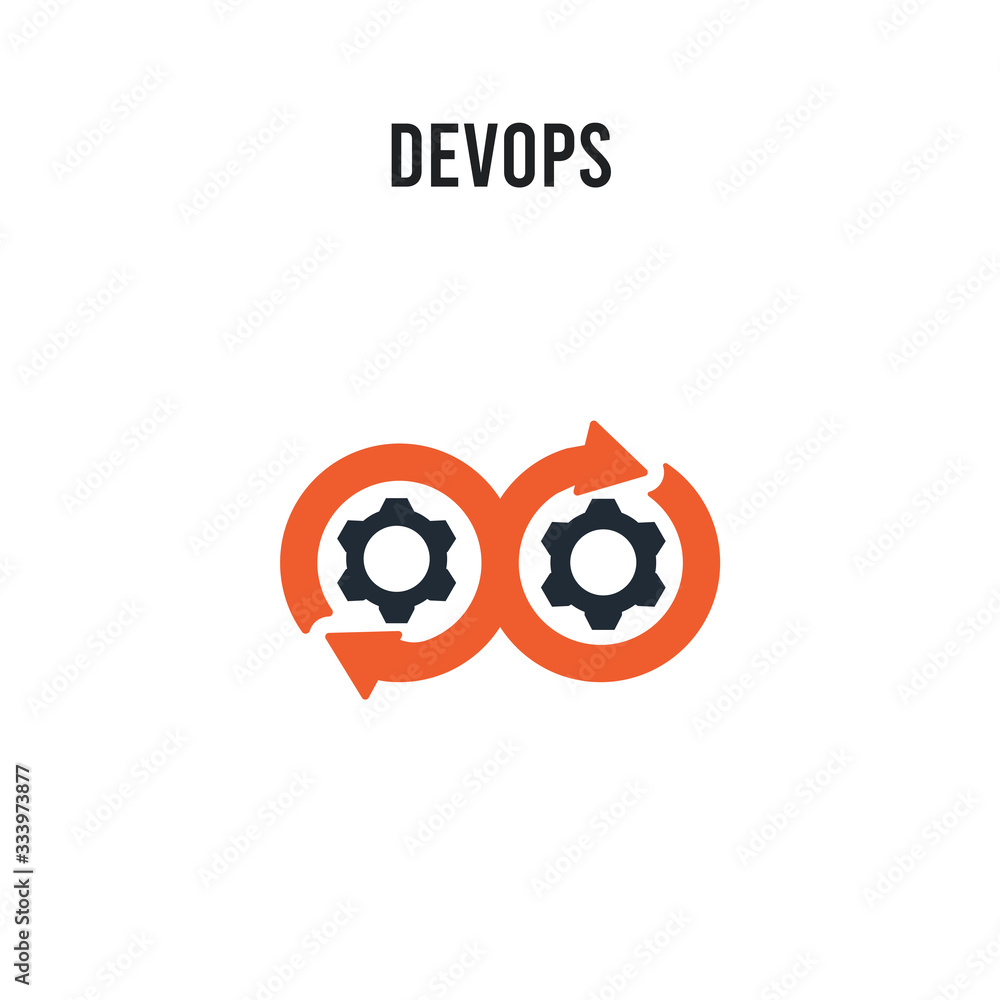 Aufkleber devops vector icon on white background. red and black colored devops icon. simple element illustrati
