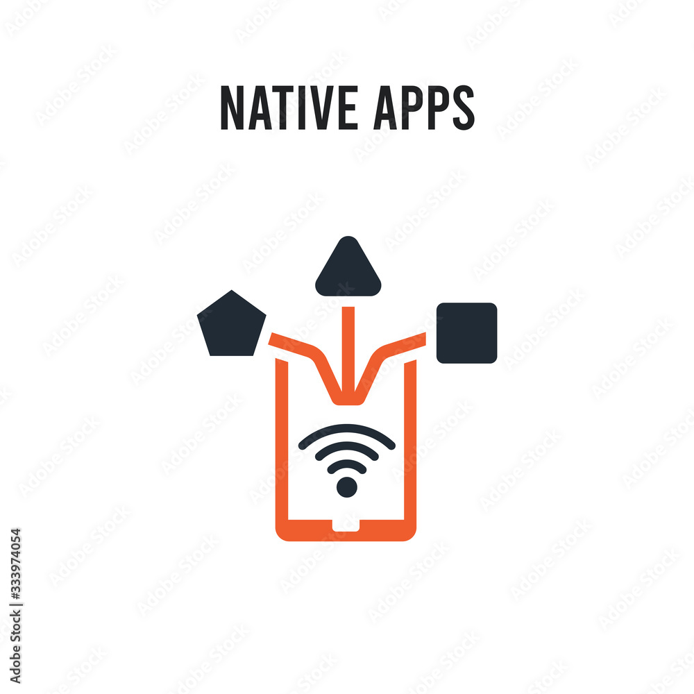 Poster native apps vector icon on white background. red and black colored native apps icon. simple element 