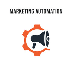 Marketing automation vector icon on white background. Red and black colored Marketing automation icon. Simple element illustration sign symbol EPS