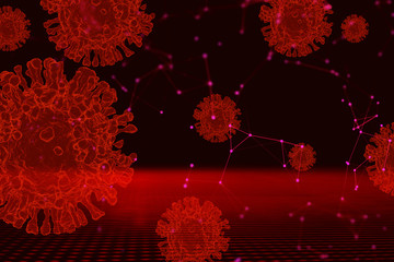 blood dna of nCov covid-19 structure coronavirus crisis outbreak pandemic biohazard cell atom disease syndrome in wuhan china in background 3d illustration rendering, healthy medical concept