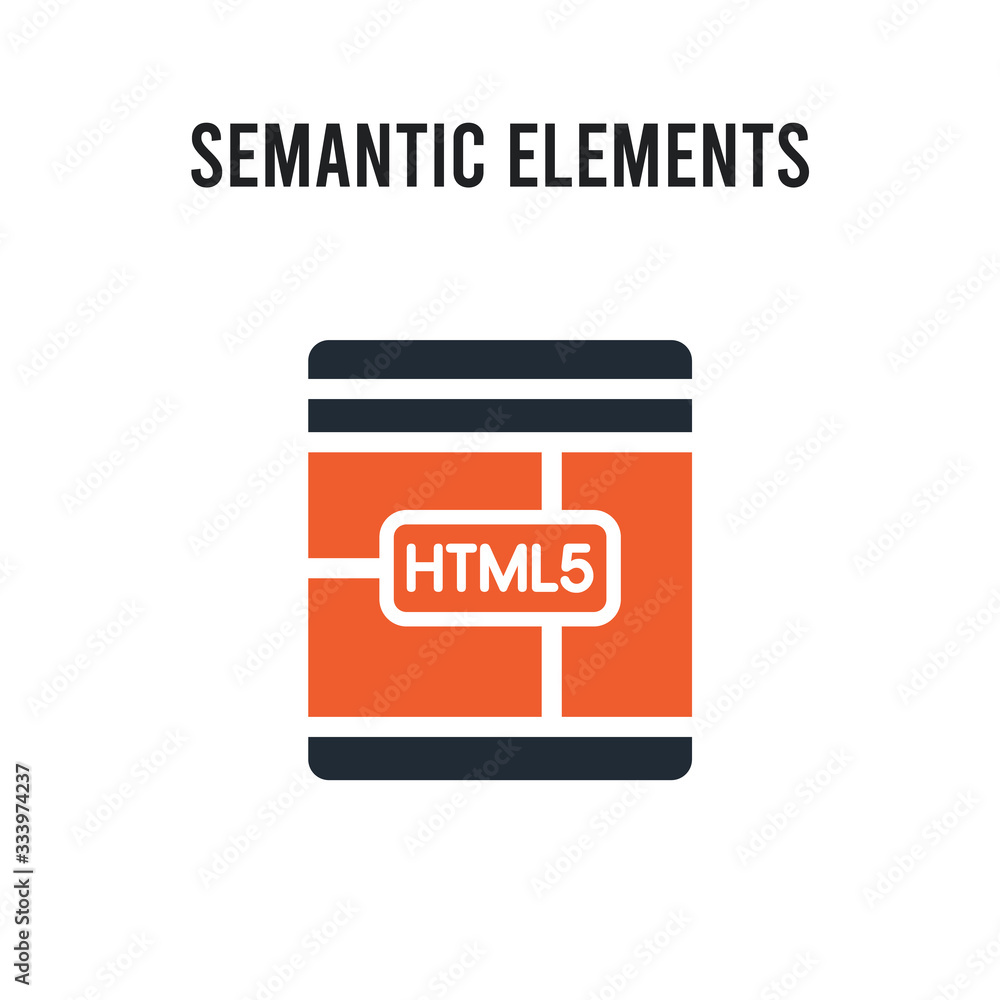 Poster semantic elements vector icon on white background. red and black colored semantic elements icon. sim