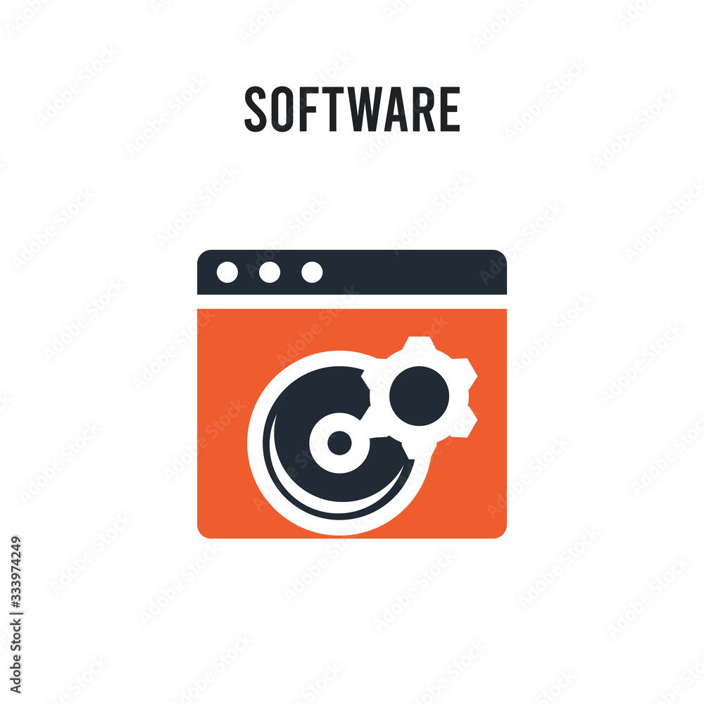 Poster software vector icon on white background. red and black colored software icon. simple element illust