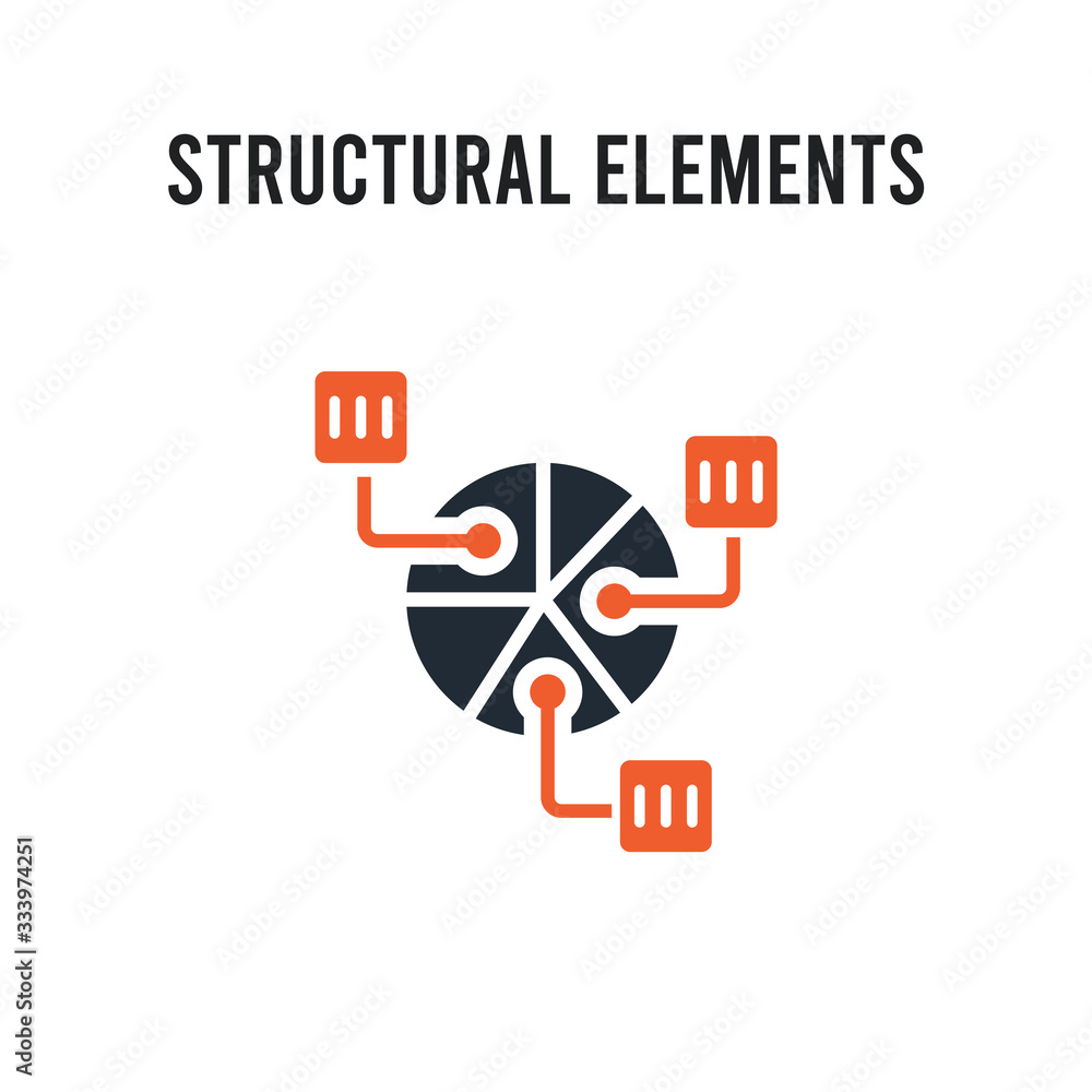Poster structural elements vector icon on white background. red and black colored structural elements icon.