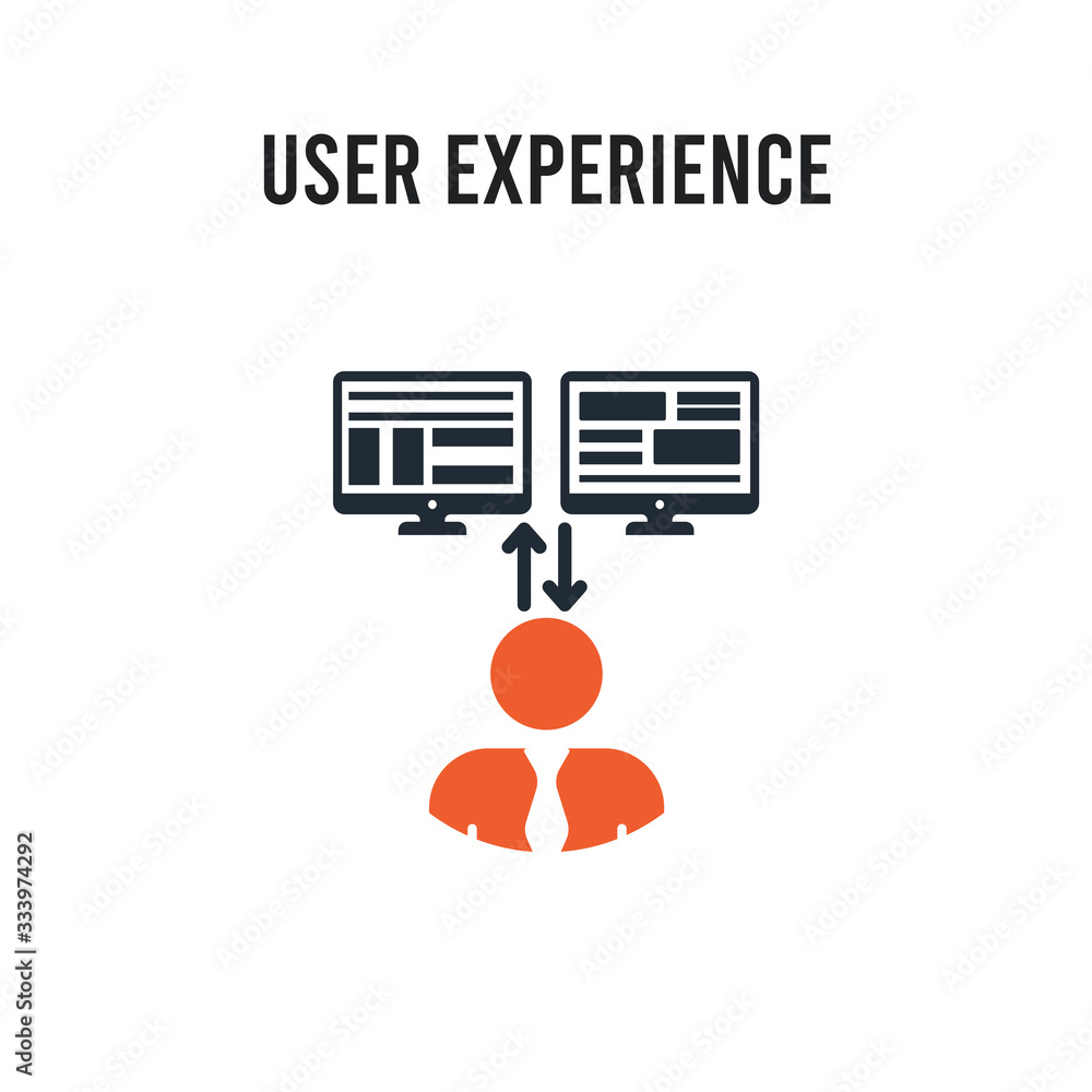 Poster user experience vector icon on white background. red and black colored user experience icon. simple 
