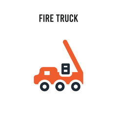 Fire truck vector icon on white background. Red and black colored Fire truck icon. Simple element illustration sign symbol EPS