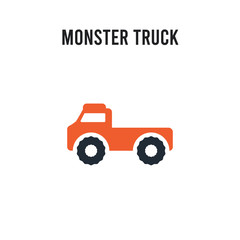 Monster truck vector icon on white background. Red and black colored Monster truck icon. Simple element illustration sign symbol EPS