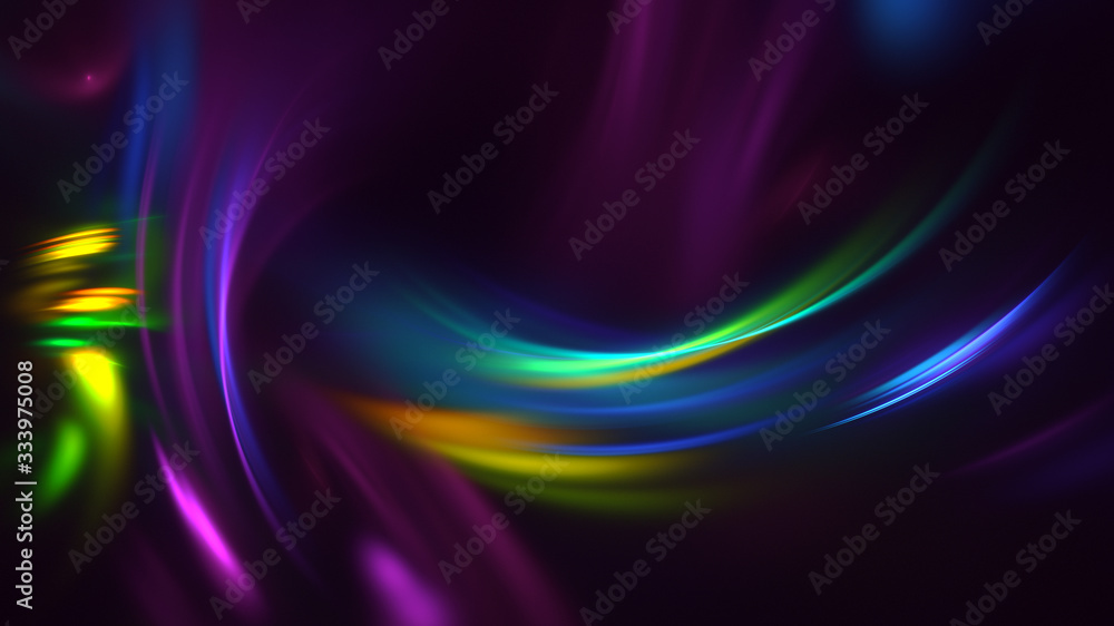 Poster 3d rendering abstract colorful fractal light background