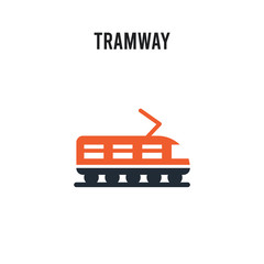 Tramway vector icon on white background. Red and black colored Tramway icon. Simple element illustration sign symbol EPS