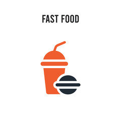 Fast food vector icon on white background. Red and black colored Fast food icon. Simple element illustration sign symbol EPS