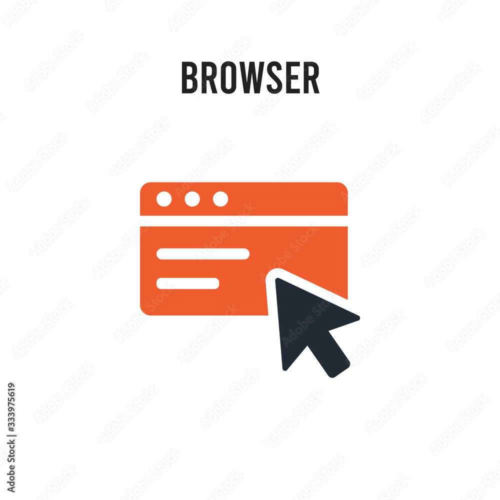Poster browser vector icon on white background. red and black colored browser icon. simple element illustra