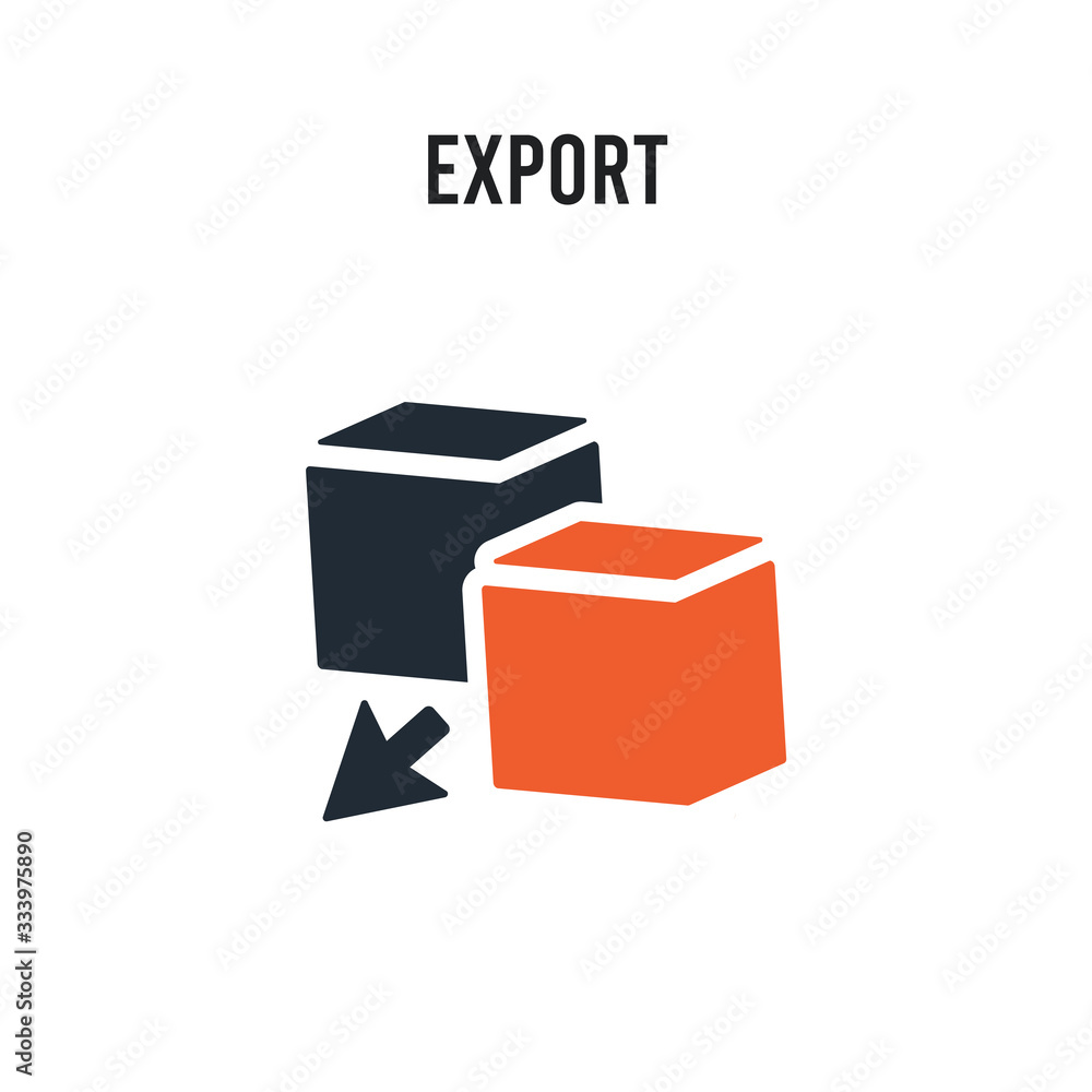 Poster export vector icon on white background. red and black colored export icon. simple element illustrati